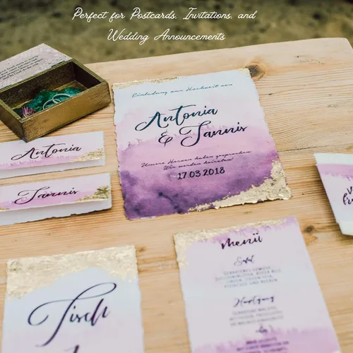 Miniatura 4 de Deckle Paper de 4 x 9 pulgadas, 5.29 oz/m², hecha a mano, tarjeta de invitación de boda, tarjeta de baby shower, papel de caligrafía, papel de boda