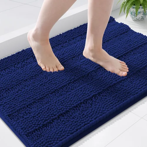 Miniatura 66 de Grandaily Alfombras de baño de felpilla a rayas de 24 x 16 pulgadas, extra gruesas y suaves, absorbentes, parte trasera de goma, alfombra de ducha