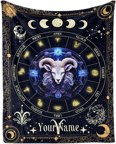 Miniatura 29 de Manta del Zodiaco Acuario para Niños y Niñas, Diseño Temático de Astrología Secreta Impreso, Mantas de Tiro para Niños, Regazo, Silla, Manta Suave