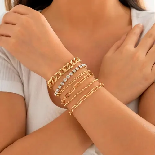 Miniatura 16 de Long tiantian Pulsera de oro gruesa para mujer, pulseras de oro delicadas, pulseras para mujer, pulseras apilables de eslabones de cadena
