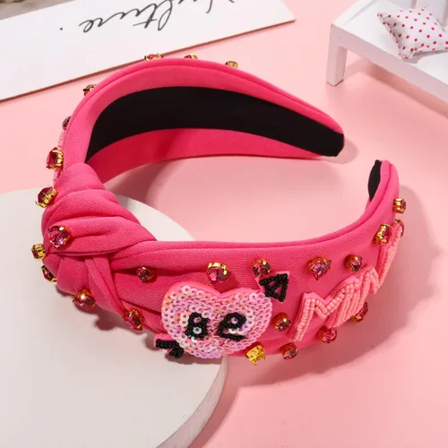 Miniatura 2 de mokkia Diademas de corazón para el día de San Valentín para mujer, accesorios para el día de San Valentín, diadema anudada con corazón con cuentas