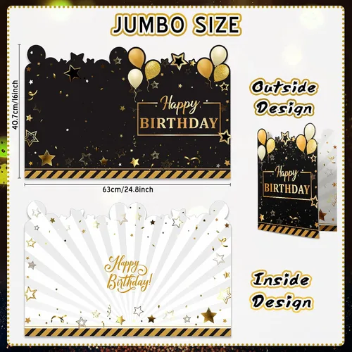 Miniatura 2 de Tiamon Tarjeta de felicitación grande de 25 x 16 pulgadas, libro de invitados gigante, tarjeta de feliz cumpleaños, libro de invitados de plástico