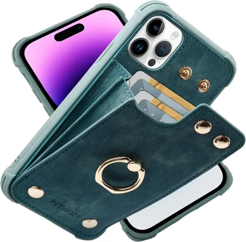 Miniatura 12 de Funda tipo cartera compatible con iPhone XR/10R con tarjetero de crédito, funda protectora de cuero a prueba de golpes compatible con anillo