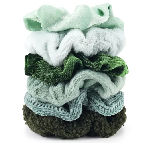 Miniatura 8 de Coleteros Difusos Fuzzy Scrunchies 8 PCS Ligas Negras para el Cabello Lindas Bandas para el Cabello con Piel de Conejo Sintética Ligas Elásticas