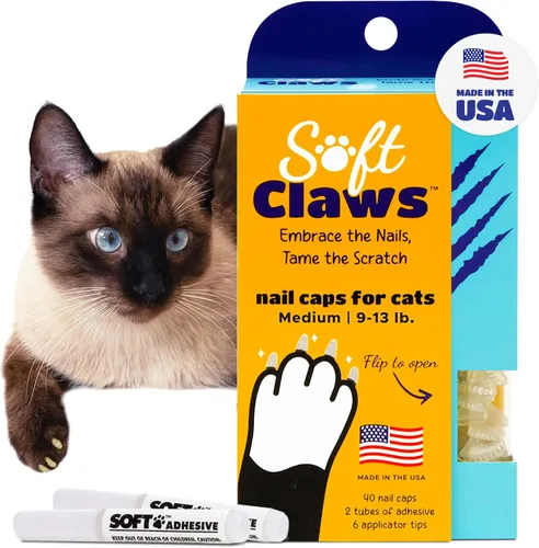 Miniatura 21 de Tapas de uñas Soft Claws para gatos pequeños – (40 tapas, negro) - Fabricado en EE. UU. - Desarrollado por veterinarios, no tóxico Protege muebles