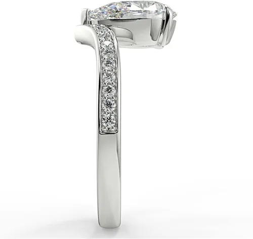 Miniatura 9 de WSX - Anillo de compromiso de oro de 10/14/18 quilates de 2 quilates para mujer, diseño de lágrima personalizada, moissanita, promesa de boda
