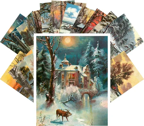 Miniatura 7 de PIXILUV Postales vintage (24 piezas de 4 x 6 pulgadas cada una) Japón acuarela Fuji y Sakura postales vintage postales libro ilustraciones Naranja