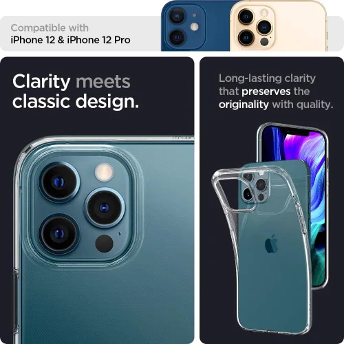 Miniatura 4 de Spigen Funda de cristal líquido compatible con iPhone 12 Pro y compatible con iPhone 12, transparente