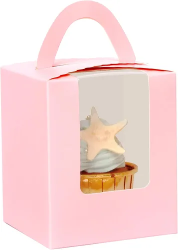 Miniatura 14 de qiqee Cajas individuales de cupcakes de Navidad, 50 unidades, cajas de magdalenas individuales con ventana 3.7 "3.7" x 4.5 " caja de magdalenas