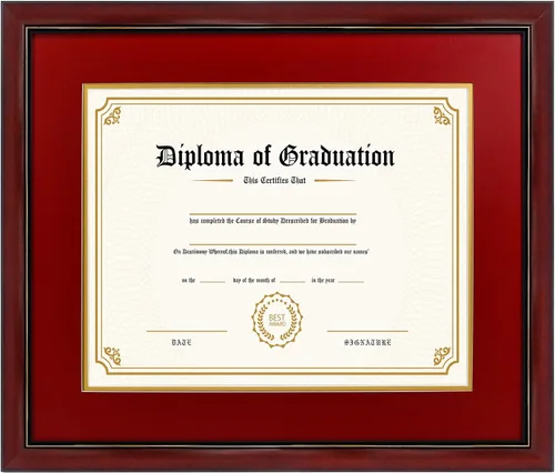 Miniatura 10 de GraduatePro Marco de diploma de certificado de 8.5 x 11, madera maciza y acrílico con protección UV, acabado cereza con ribete dorado