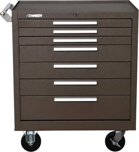 Miniatura 3 de Kennedy Manufacturing 297Xb 29" gabinete de herramientas del balanceo de 7 cajones con las ruedas del pecho, arruga marrón