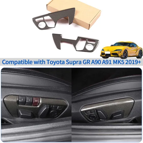Miniatura 7 de Ajuste para Toyota Supra GR A90 A91 MK5 2018-2022 Ajuste de asiento Botón de ajuste de la cubierta del panel, marco de decoración del panel
