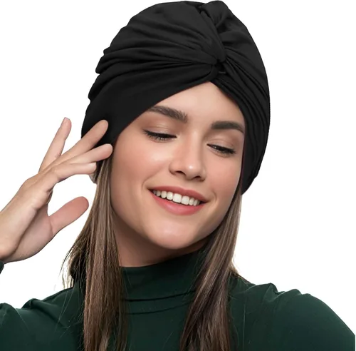 Miniatura 4 de Gorros de baño para mujer, turbante de baño, gorro de natación largo y corto, turbante de poliéster, con forro de látex, plisado, para mujer, gorro