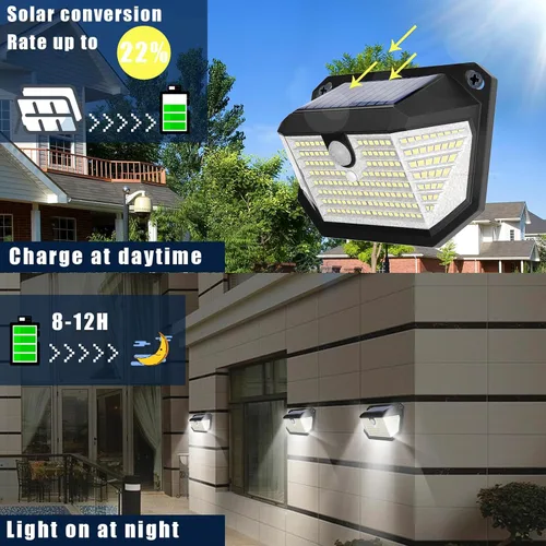 Miniatura 4 de Luces solares para exteriores, luces con impermeabilidad IP65 y 3 modos de iluminación, luz de detección de movimiento con gran angular de 270°