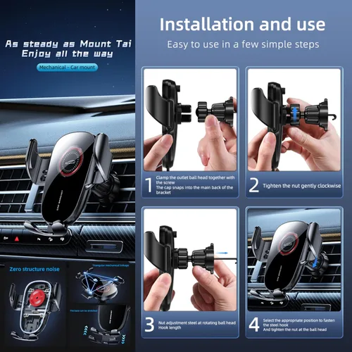 Miniatura 3 de Soporte universal para teléfono de automóvil, ajustable 360 grados para la ventilación de tu automóvil, soporte de teléfono con agarre mecánico