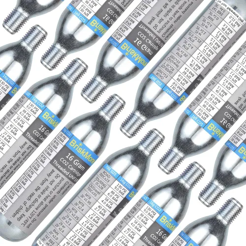 Miniatura 2 de BriskMore Cartuchos de CO2 roscados de 0.66 oz – para todos los infladores de neumáticos de bicicleta de CO2 con conexión roscada – Recarga