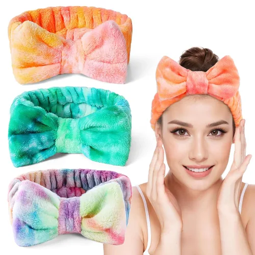 LADES Diadema suave para el cuidado de la piel, tela ajustable, cómoda y elástica, bonitos patrones para maquillaje, facial, antideslizante, diadema