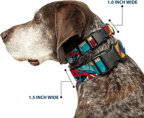 Miniatura 2 de Collar de perro Clip de plástico Spider Man tira cómica de 9 a 15 pulgadas 1.0 pulgadas de ancho