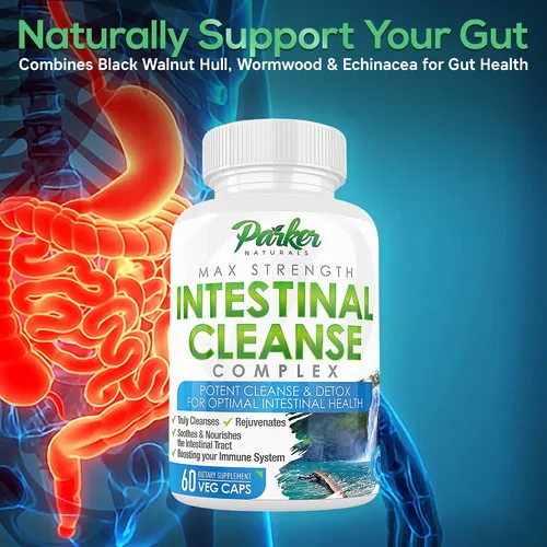 Miniatura 2 de Parker Naturals Limpieza intestinal para adultos – Suplementos de limpieza y desintoxicación intestinal extra fuerte con cáscara de nogal negro