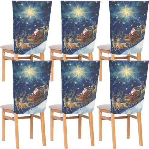 Cartoon Merry Christmas Eve Decorative Chairs Slipcovers for Home Dining Room Decor Washable Dining Room Chair Seat Cover protectores para sillas de