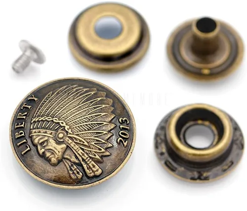 Miniatura 7 de CRAFTMEMORE 2 juegos de moneda india de 1-1/8 pulgadas, cierre a presión, broche de presión, monedero decorativo, botón de cierre de bricolaje