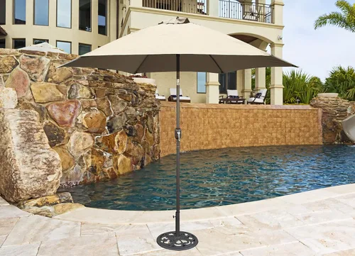 Miniatura 4 de Paraguas de mercado Tropishade 9 ft Bronce de aluminio con cover Beige de poliéster, Beige