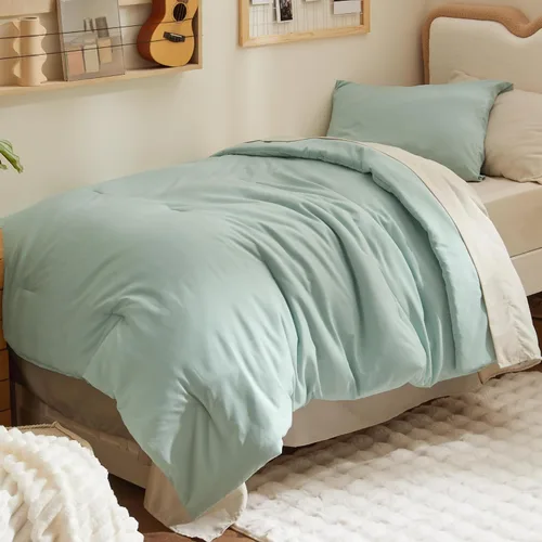 Miniatura 30 de Bedsure Juego de ropa de cama con edredón tamaño individual de 5 piezas, diseño bohemio contrastante, juego de cama en una bolsa con edredón