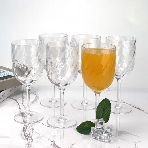 Miniatura 6 de Yalin Juego de 6 vasos apilables de plástico acrílico irrompible de 12 onzas para vino y agua (transparente, 15 onzas)