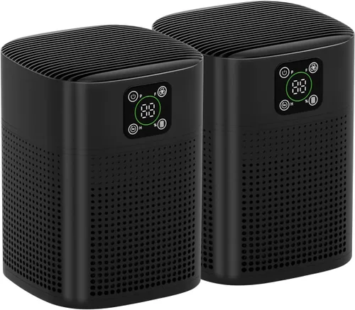 Paquete de 2 purificadores de aire para el dormitorio del hogar, purificador de aire Honeyuan H13 HEPA con entrada de aire de 360°, cobertura de