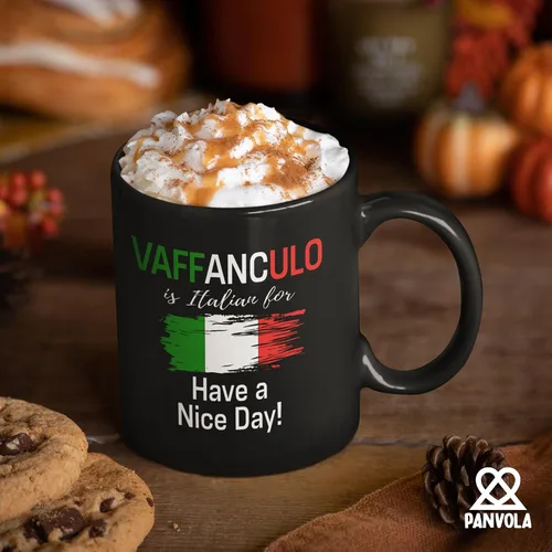 Miniatura 4 de Panvola Vaffanculo Is Italian For Have A Nice Day - Divertido regalo italiano para compañeros de trabajo, amigos, hermana, hermano, familia en Negro
