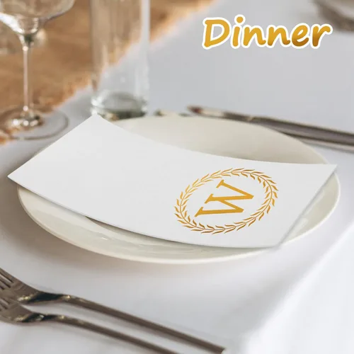 Miniatura 4 de 100 servilletas desechables con monograma de oro, toallas de mano decorativas con letra W, servilletas de cena para invitados, toallas de mano