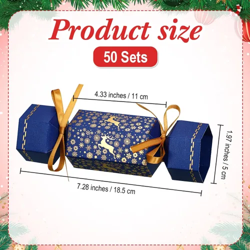 Miniatura 2 de Tenceur Kit de 50 galletas de Navidad sin broches de presión, regalos de mesa de fiesta de Navidad, copos de nieve, renos, bricolaje, cajas