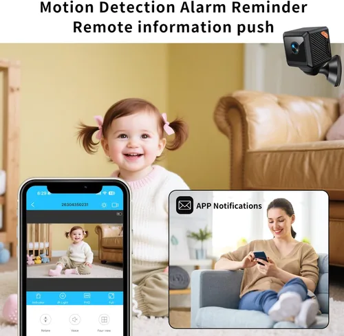 Miniatura 8 de Mini cámara oculta WiFi inalámbrica - Cámara de seguridad interior con detección de movimiento, visión nocturna, control de aplicaciones