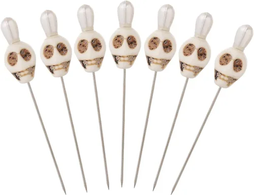 Miniatura 8 de BLESSUME 7pcs Candle Magick Ritual Pins Skull Top (negro)