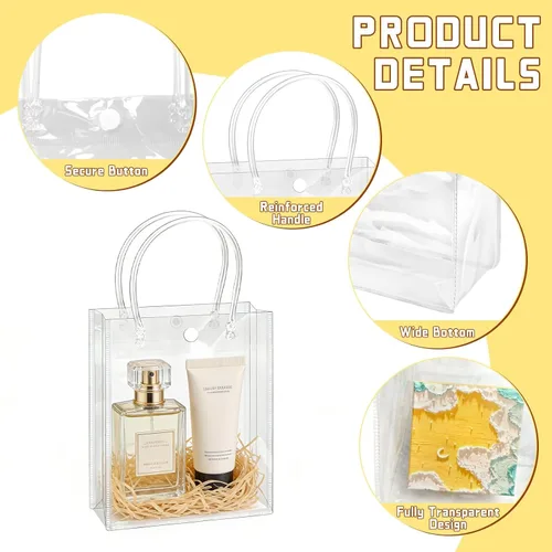 Miniatura 3 de BadenBach - 24 bolsas pequeñas de regalo transparentes con asas, 5.1 x 5.9 x 2.8 pulgadas, mini bolsa de plástico transparente para fiesta, bolsa