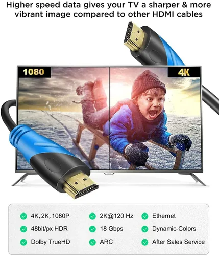 Miniatura 2 de Cable HDMI 4K de 20 pies (HDMI 2.0, 18 Gbps) Cable HDMI Ethernet de ultra alta velocidad con conectores chapados en oro, compatible con 4K@60HZ 2K