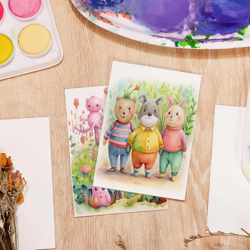 Miniatura 6 de 120 hojas de papel de acuarela a granel, papel prensado en frío de 140 lb/300 GSM, papel blanco para acuarela para niños, estudiantes, adultos