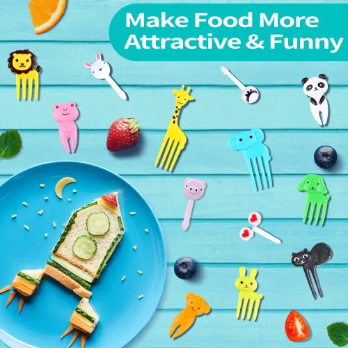 Miniatura 4 de 156 piezas de púas de comida para animales para niños, accesorios para caja bento, FATLODA divertidas púas de comida para niños, lindos palillos