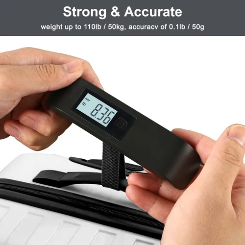 Miniatura 3 de Travel Inspira Báscula de equipaje, báscula digital de equipaje, báscula de equipaje con pantalla LCD retroiluminada, 110 libras110.2lbs, batería