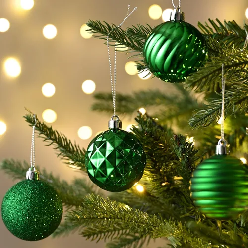 Miniatura 2 de Valery Madelyn - Adornos de árbol de Navidad, juego de 24 esferas verdes irrompibles, adorno colgante de 2.36" en paquete para decoración de fiesta