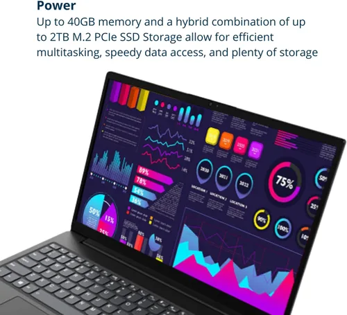 Miniatura 5 de Laptop Lenovo V15, pantalla FHD de 15.6 pulgadas, procesador AMD Ryzen 5 5500U de seis núcleos (supera al Intel i7-1065G7), 16 GB RAM, SSD de 1 TB