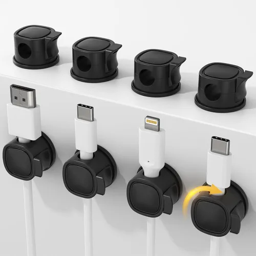 INCHOR - Paquete de 8 organizadores de cables giratorios, organizador de cables de resorte con cierre de cierre, soporte de cable ajustable suave
