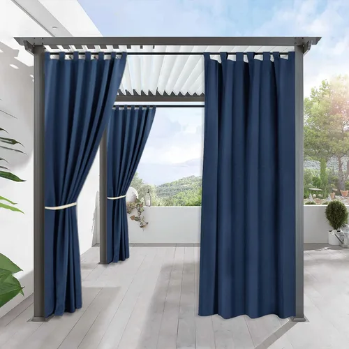 Miniatura 30 de RYB HOME - Cortinas opacas para interior y exterior, cortinas para patio o terraza, cortinas exteriores con pestaña Crema Beige