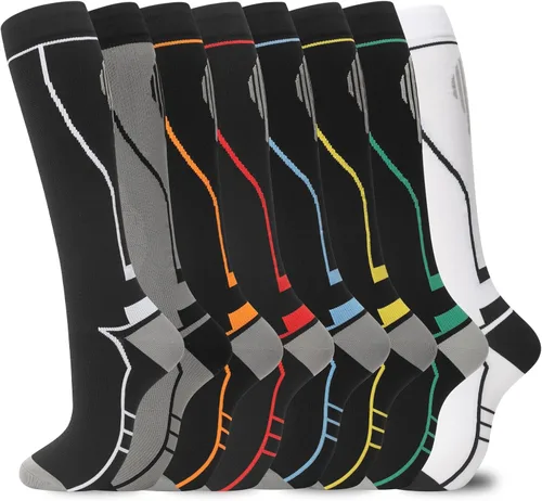 Calcetines de compresión para mujeres y hombres, circulación hasta la rodilla, 8 pares para enfermeras, correr, viajes, atletismo