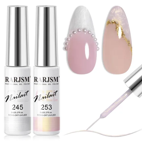 Miniatura 16 de RARJSM Gel Liner - Esmalte de uñas de gel reflectante con purpurina para arte de uñas, pincel fino, plateado, neón, rosa intenso, pintura