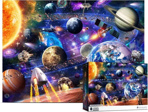 Miniatura 12 de ANTELOPE Rainbow Moon - Rompecabezas de 1000 piezas para adultos, tema espacial, cartón, rompecabezas redondo, alta resolución, acabado mate, sin