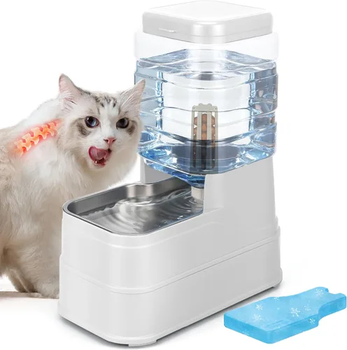 Miniatura 10 de Dispensador automático de agua para perros de 1.1 galones, comedero por gravedad para gatos con cuenco de acero inoxidable, cuencos elevados