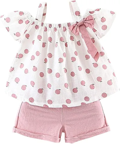 Hipea Ropa de verano para bebés y niñas pequeñas camisola con volantes lunares y pantalones cortos casuales ropa para recién nacida