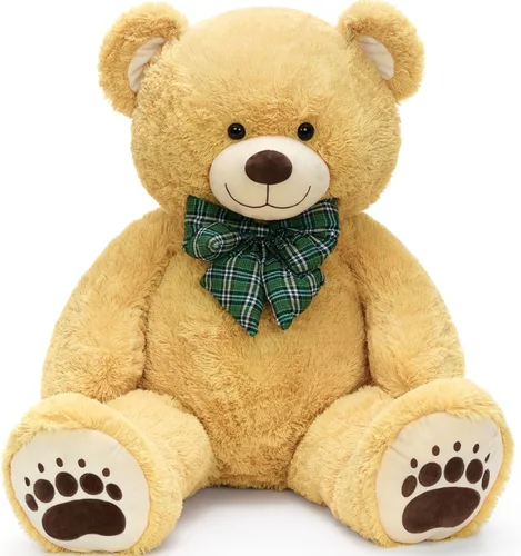 Miniatura 9 de Oso de peluche gigante de 4 pies, color marrón Lifesize Jumbo animal de peluche suave con pajarita y vientre grande para niños y niñas, oso