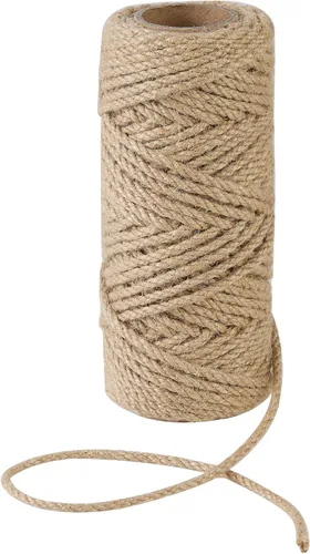 Miniatura 8 de Cuerda de yute natural de 0.039 in, 328 pies para manualidades, regalos, proyectos de manualidades, envoltura, agrupación, embalaje, jardinería